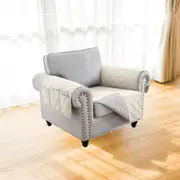 Recliner Sofa Cover Backless for 1/2/3 Seater with Pocket, Slipcovers Reversible Washable Elastic Adjustable Strap for home,Ivory