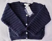 New $86 ~ Jacadi Baby Cardigan Sweater Cotton Cashmere Marine Blue ~ 12m