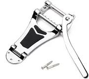 LOLIPPYY Tremolo Bridge for Jazz Guitar Chrome Hollow Body Archtop Tailpiece with Roller Retaining Bar for Enhanced Performance and Vintage Aesthetic