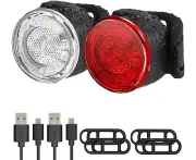 USB Rechargeable LED Bike Lights Set, Ultra Bright Front and Back Rear Bicycle Light, IPX5 Waterproo