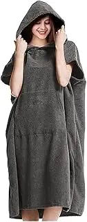 Changing Robe Towel Poncho, Adult Surf Poncho Change Robe with Hooded and Pocket, Thick ​Wetsuit Changing Robe Towel for Beach, Swimming, Surfing (Color : Dark Gray, Size : One Size)