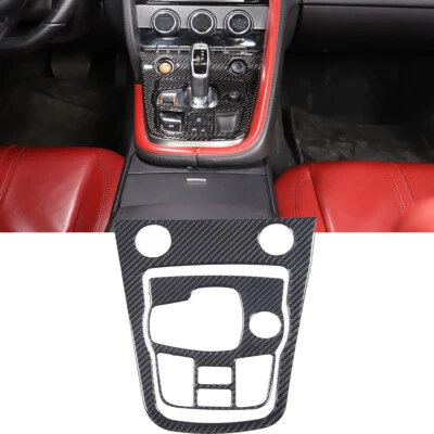 2PCS Carbon Fiber Center Console Trim Cover Sticker For Jaguar F-TYPE 2013-22 (for: Jaguar)