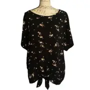 Buffalo David Bitton Black Floral Knotted Front Shirt XX-Large NEW