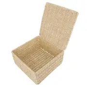 Storage Baskets with Lids for Organizing Woven Box Beige Child