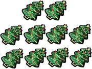 HOMSFOU 10Pcs Christmas Sequin Iron Appliques Embroidered Patches for DIY Clothing Jeans Hats Jackets and Sweaters Festive Decorations Green