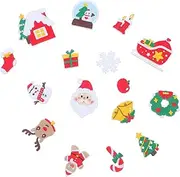 [OSALADI] 16pcs Christmas Iron On Patches Cute Santa Claus Sew On Repair Embroidered Applique Xmas Holiday DIY Craft for Costume Clothing Backpack Hat