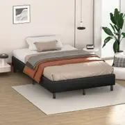 ALFORDSON Bed Frame Mattress Base Foundation Leather Black - King Single Size