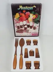 9 Piece Egg Cups Hostess Serving Set, Materia Hakusan Japan, With Salt N' Pepper
