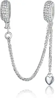 [YASHUO Jewellery] 925 Sterling Silver Beads Safety Chain Stopper Charms For Pandora Women's European Style Snake Chain Bracelet Jewelry, Cubic Zirconia, bead