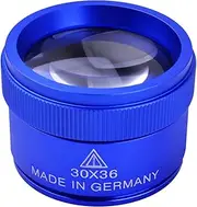 BronaGrand 30X Loupes Magnifier Glass, Portable Pocket Electronics Magnifying High Magnification Jewellers Loupes Inspection Tool for Reading Jewelries Coins Stamps Watch Collections, Blue, 43mm29mm
