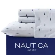 Nautica - King Sheet Set, Cotton Percale Bedding Set, Crisp & Cool, Lightweight