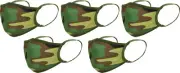 Woodland Camo Reusable Kids Face Mask 3 Layer Flexible Durable Face Cover 5-PACK