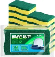 AIDEA Heavy Duty Scrub Sponge-12Count Sponges for Dishes Heavy Duty Sponge