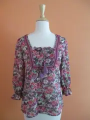 New Ann Taylor LOFT Size SP Purple Floral Print Tunic Peasant Top