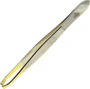 Camila Solingen CS30 3.5 Inches Gold Tipped, Surgical Grade, German Stainless Steel Tweezers (Claw) - Flawless Eyebrow and Facial Hair Shaping and Removal for Men/Women