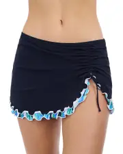 Gottex Bachata Tricolored Solid Side Slit Swim Skirt