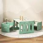 Keezi 3Pcs Kids Table and Chairs, Children Study Set Drawing Eating Painting ...