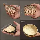 1Pcs Mini Basket Bamboo Woven Handmade Small Fruit Storage Container Decor Props