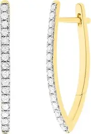 [Ordaamis] 18K Gold Vermeil Cubic Zirconia Diamond V-Shaped Hoop Earrings, Pave Set, Jewellery for Women