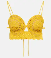 [Stella McCartney] Stella McCartney Broderie anglaise crop top AU 6 yellow