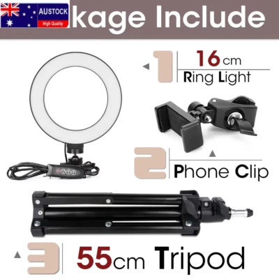 LED Photography Light Selfie Ring Light Lamp with Tripod for Phone Holder Stand