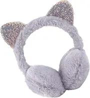 [FOMIYES] Sequin Cat Ears Earmuff for Fluffy Winter Ear Cover Adorable Cat Design for Warmth and Comfort present for Winter Fun