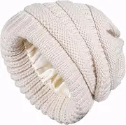 [HAMKVBPR] Women's Knitted Hat Winter Knitted Hat Warm Windproof Micro Stretch Satin Lined for Cold Weather