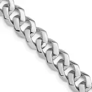 Solid 14K White Gold 9 inch 8mm Hand Polished Fancy Link with Fancy Lobster Clasp Bracelet