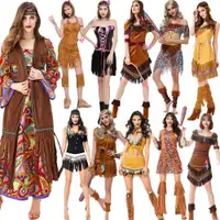 在飛比找ETMall東森購物網優惠-萬圣節服裝印第安人美洲土著弓箭手舞會裝扮服流蘇德國狂歡節服裝