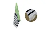 Onkaparinga Rainbow Striped Fringe Cotton Beach Towel Green/Navy