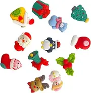 Syntego 12pcs Kawaii Mixed Christmas Flatback Resin Embellishments Cabochons for Crafting