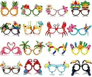 Vinsot 32 Pack Beach Pool Party Eyeglasses Decor Summer Luau Paper Glasses Bulk Hawaiian Sunglasses Frame Tropical Pool Props Photo Booth Props for Luau Beach Party Favors Birthday Supplies Decor