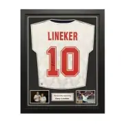 Gary Lineker Signed England 1990 Soccer Jersey. Standard Frame