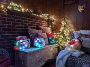 Christmas Microbead Light up Glowing Pillow Santa Stocking LED Christmas Pillow