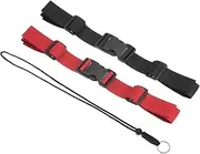 uxcell Backpack Chest Strap Set, 2 Pack Polyester Webbing Adjustable Replacement Strap with Quick-Release Buckle & Anti-lost Lanyard for Bag Outdoor Hiking Cycling, Red/Black