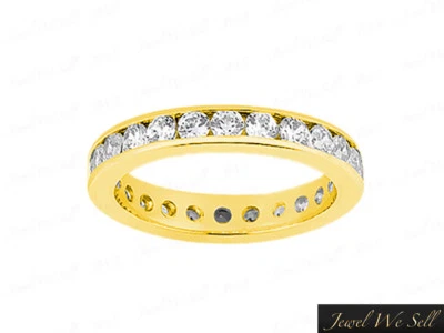 0.7Ct Round Diamond Classic Channel Set Eternity Ring Band 10k Yellow Gold GH I1