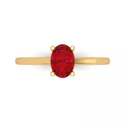1.0Ct Oval Cut Ruby VVS1 Solid 14K/18K Gold Solitaire Engagement Promise Ring