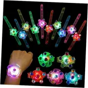 SCIONE 24pack LED Light Up Fidget Spinner Bracelets, Glow in The Dark Party