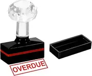 uxcell Overdue Stamp Self Inking, Red Ink Office Stamps Pre Inked Message Stamp Refillable Business Stamp, Black