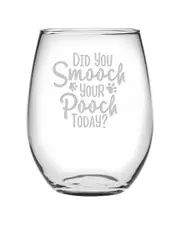 Susquehanna Set of Four 21oz Smooch Your Pooch Stemless Wine Glasses