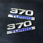 2x Chrome 370 + 2x Silver Blue TURBO Metal Emblem Decal Sticker Badge AWD Engine (for: MG)