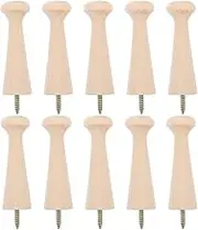STOBOK 10pcs Wooden Shaker Peg Screw-on Pegs Natural Wooden Coat Hooks Wall Mounted Rustic Wooden Coat Hooks Wall Mount for Hanging Clothes Hats Towel