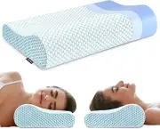 Memory Foam Bed Pillow for Sleeping, Ergonomic Cervical Contour Neck Support Ort