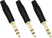 Fancasee 3-Pack 6.35mm 1/4" Stereo Plug Replacement TRS 6.35mm Male Solder Adapter Jack DIY Audio Cable Connector for Microphone Speaker Electric Guitar Bass Keyboard Amplifier Audio Cable Repair