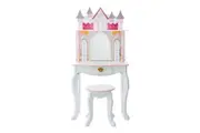 Fantasy Fields Dreamland Castle Kids Vanity Table & Stool, White & Pink