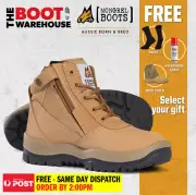 Mongrel 261050 Work Boots. Steel Toe Safety. Zip. Press Stud! FREE GIFT OPTION!