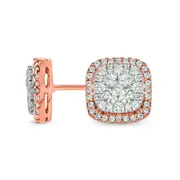0.5 CT. T.W. Composite Diamond Cushion Frame Stud Earrings in 10K Two-Tone Gold
