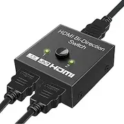 Ezonedeal HDMI Splitter Bidirectional 2 Input to 1 Output or 1 in to 2 Out, Supports 4K/3D/1080/HDCP Passthrough-HDMI Switcher for HDTV/Blu-Ray Player/DVD/DVR/Xbox