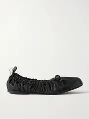 [Acne Studios] Acne Studios - + Net Sustain Ruched Leather Ballet Flats - Black - IT37 IT 37 Black
