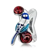 Sterling Silver Bird & Flowers Hypoallergenic Bead Charm